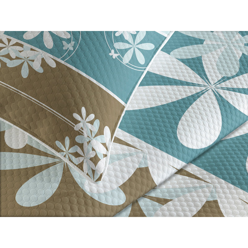 Ambesonne Floral Bedspread Spring Inspired Blossoms Multicolor, King Coverlet/Bedspread + 2 Pillow Shams