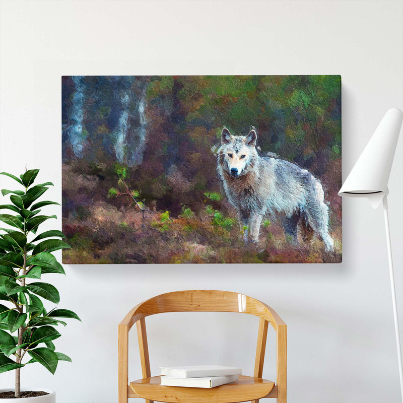 Lone Wolf - Wrapped Canvas Painting, 40cm H x 60cm W x 3cm D