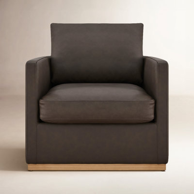 Bobbi Genuine Leather Swivel Barrel Chair