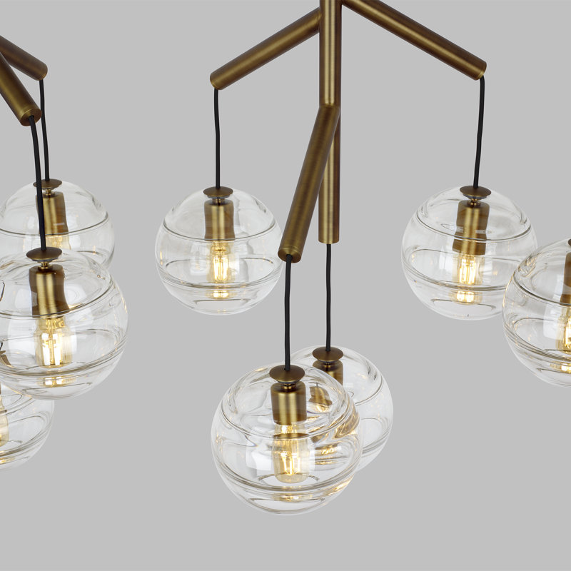 Sedona 12 - Light Chandelier, Aged Brass, Clear, Yes
