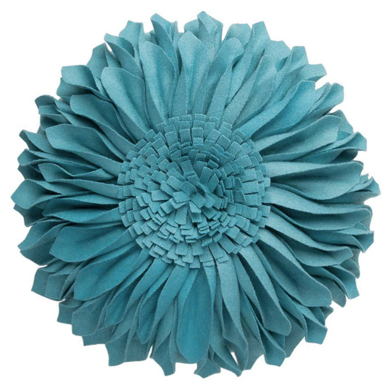 Housse et insert décoratif décoratif 3D Floral, H 12 po x l 12 po, Cyan-laine