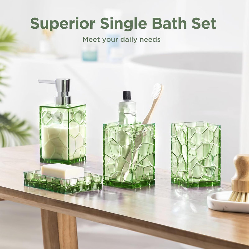 Sage green acrylic bathroom countertop set