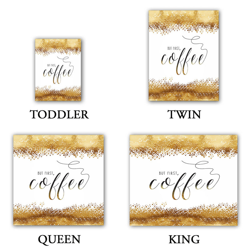 Housses de couette en microfibre or  Zara Martina But First Coffee, Grand