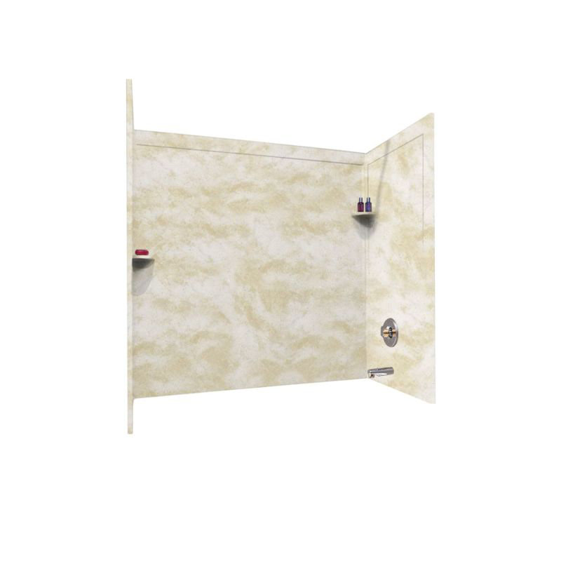 60'' W 32'' D 60'' H Alcove Solid Surface Wall, Cloud White