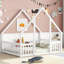Wood House-Shaped Floor Bed with Fence, Guardrails-134319859-134319858