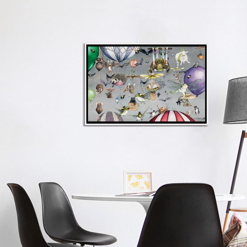 Impression d’art graphique, "Egress" par Maggie vandewalle, H 26 po x l 40 po x 1,5 po, Toile blanche encadrée, Pas de tapis