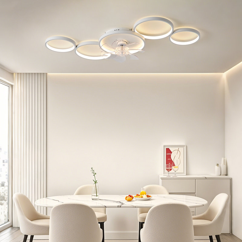 39'' 7-Blade Dimmable Reversible Ceiling Fan With LED Lights And Remote Control