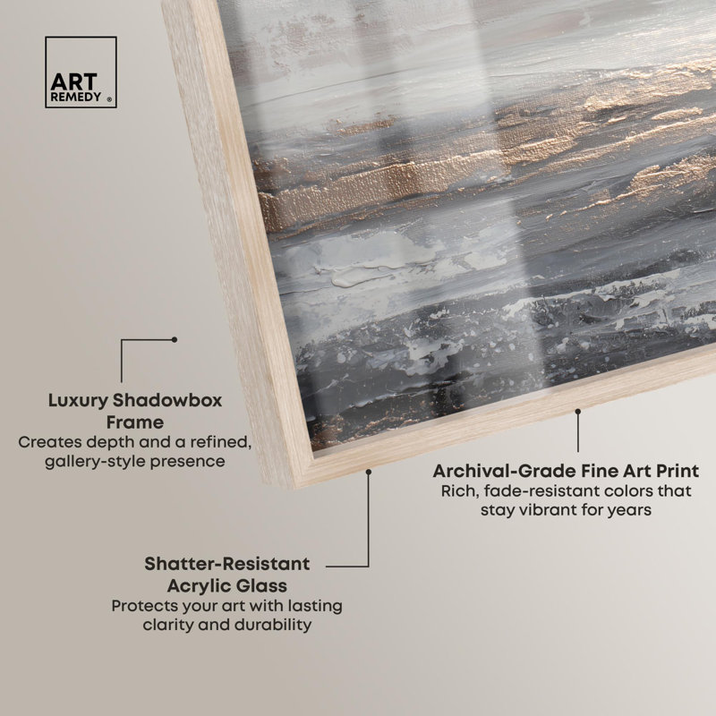 Décoration murale neutre Layered Earth Tones II par Art Remedy, cadre blond, 24 x 16, H 17 po x l 25 po, Cadre blond