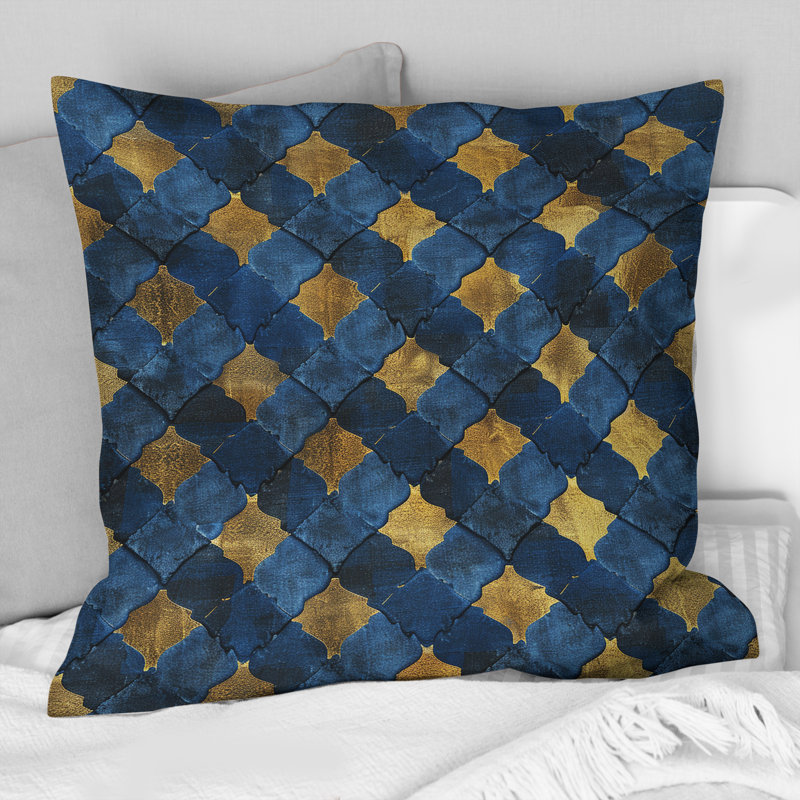 Coussin bleu marine Glam Houndstooth - Glam, H 16 po x l 16 po