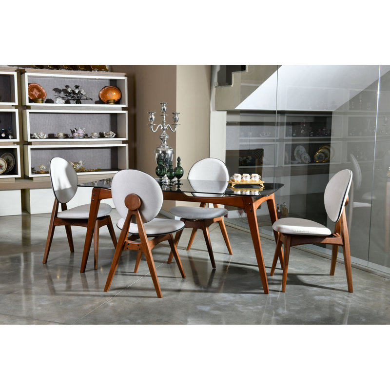 Ensemble repas pour 4 personnes Knobel, Blanc / noyer