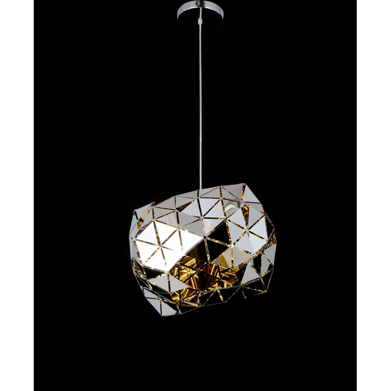Luminaire suspendu géométrique 1 lumières statement Lovica, H 9 po x l 14,5 po x P 14,5 po
