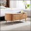 Banc de rangement avec repose-pieds Camel pour pieds dorés, banc d'entrée en fausse fourrure de chameau moderne-1307200894