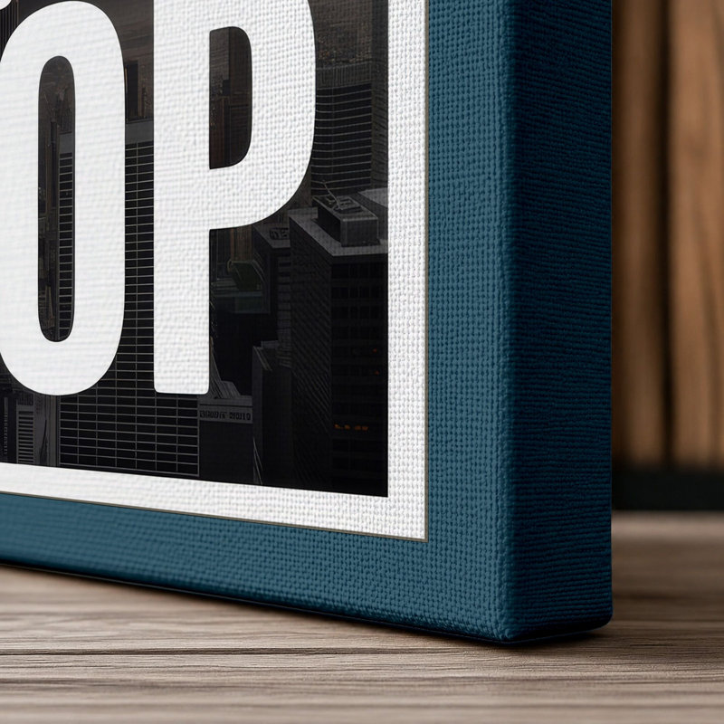 Sorry No Time to Shop Typography - Wrapped Canvas, 24x16 - 61.0 x 40.6 cm, Teal Border