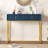 Modern console table with two storage drawers & stripe design, sleek entryway sofa table for living room & hallway, navy