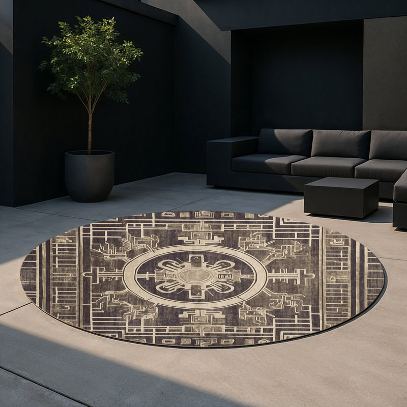 Acropolis Echo Indoor And Outdoor Area Rug, Round 5'