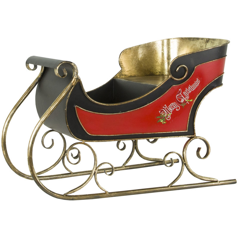 Santa's Sleigh - 50 X 32 Inches, Red/Gold/Black, 23.25" H x 34.25" W x 18.75" D