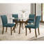 Round Glass Top Dining Table with Sculptural Wood Base (48")