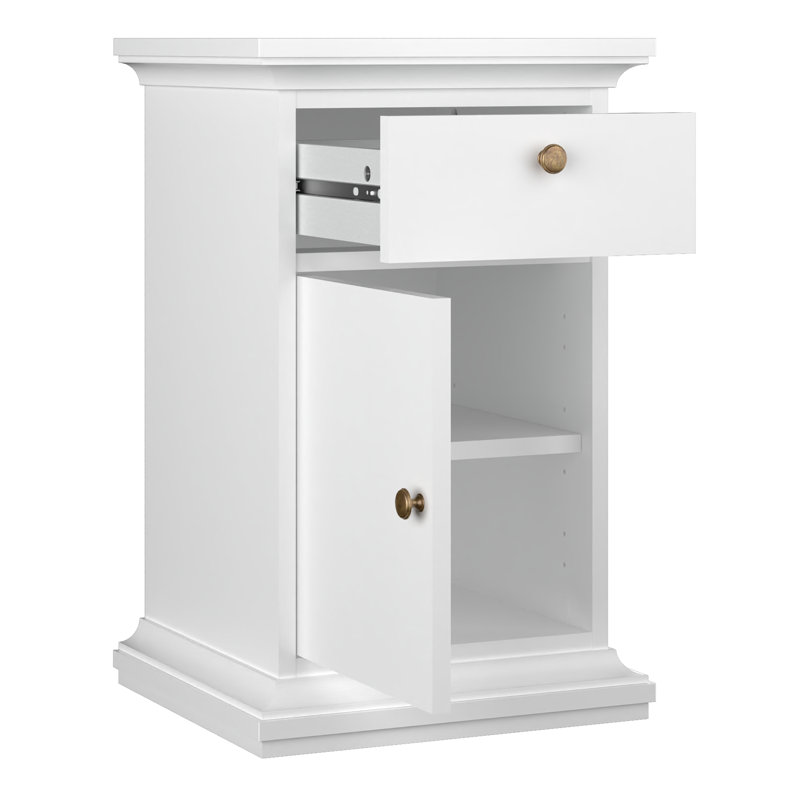 Adianey 43.6cm W Manufactured Wood Bedside Table, White