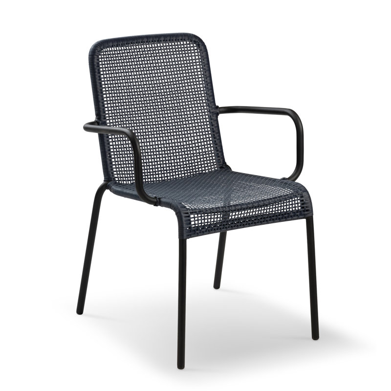 Chaise de salle à manger avec accoudoirs empilable Cambridge - ensemble de 2, Indigo