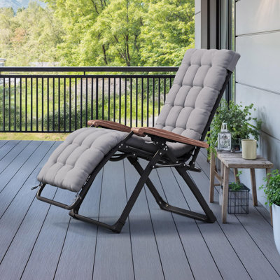 PURPLE LEAF Outdoor Reclining Chair Patio Zero Gravity Chaise Lounge Folding Chair With Removable Cushion Adjustable Headrest