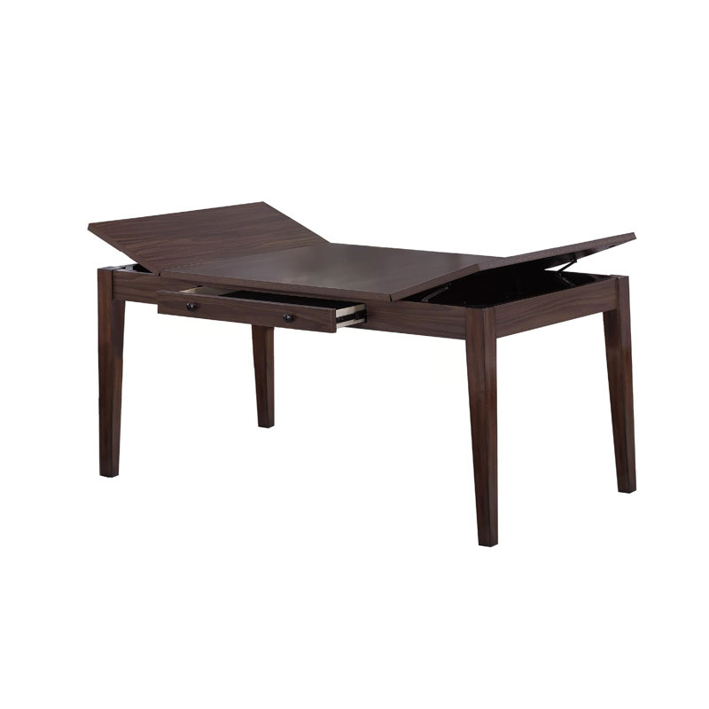 Sheryl Dining Table With Lift Top Hidden Storage, Walnut Brown, 30" H x 66" L x 36" W
