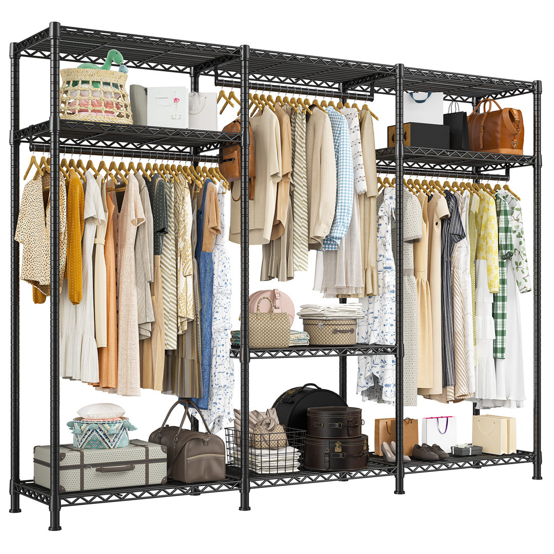 Makella 75 "Metal Clothes Rack Heavy Duty Garment Rack Portable Clothes Hanging Rack Rebrilliant 
