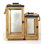Set Of 2 Brown Wooden Frame With Black Accents And Rope Handles   Lanterns
