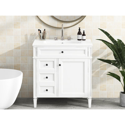 30'' Modern Bathroom Vanity With Ceramic Sink, Materials, 2 Drawers And A Tip-Out Drawer For Storage Design, Cabinet