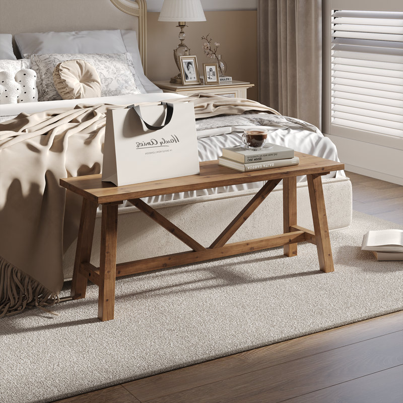 Banc en bois massif Fawaka, Naturel