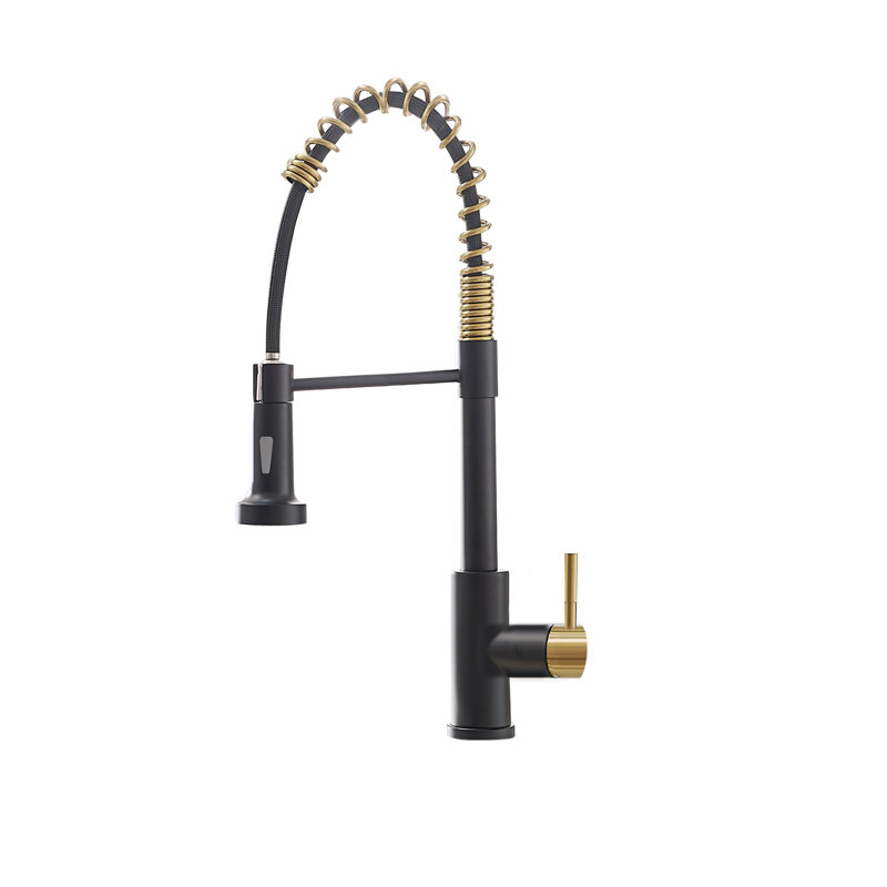 HHK HOME Kitchen Faucet, Black/Brushed Nickel