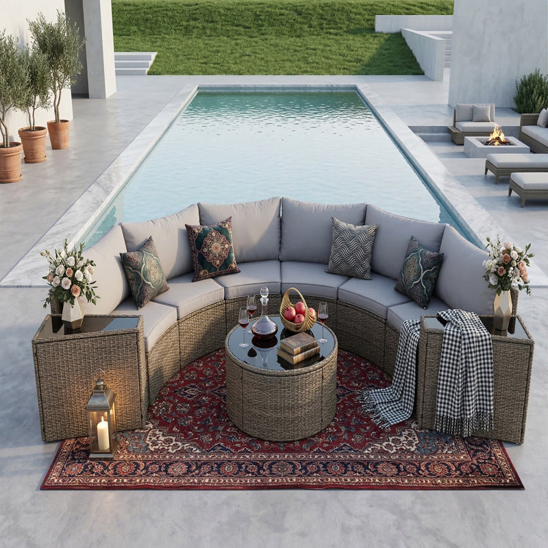 Canapé modulaire demi-lune pour l'extérieur
