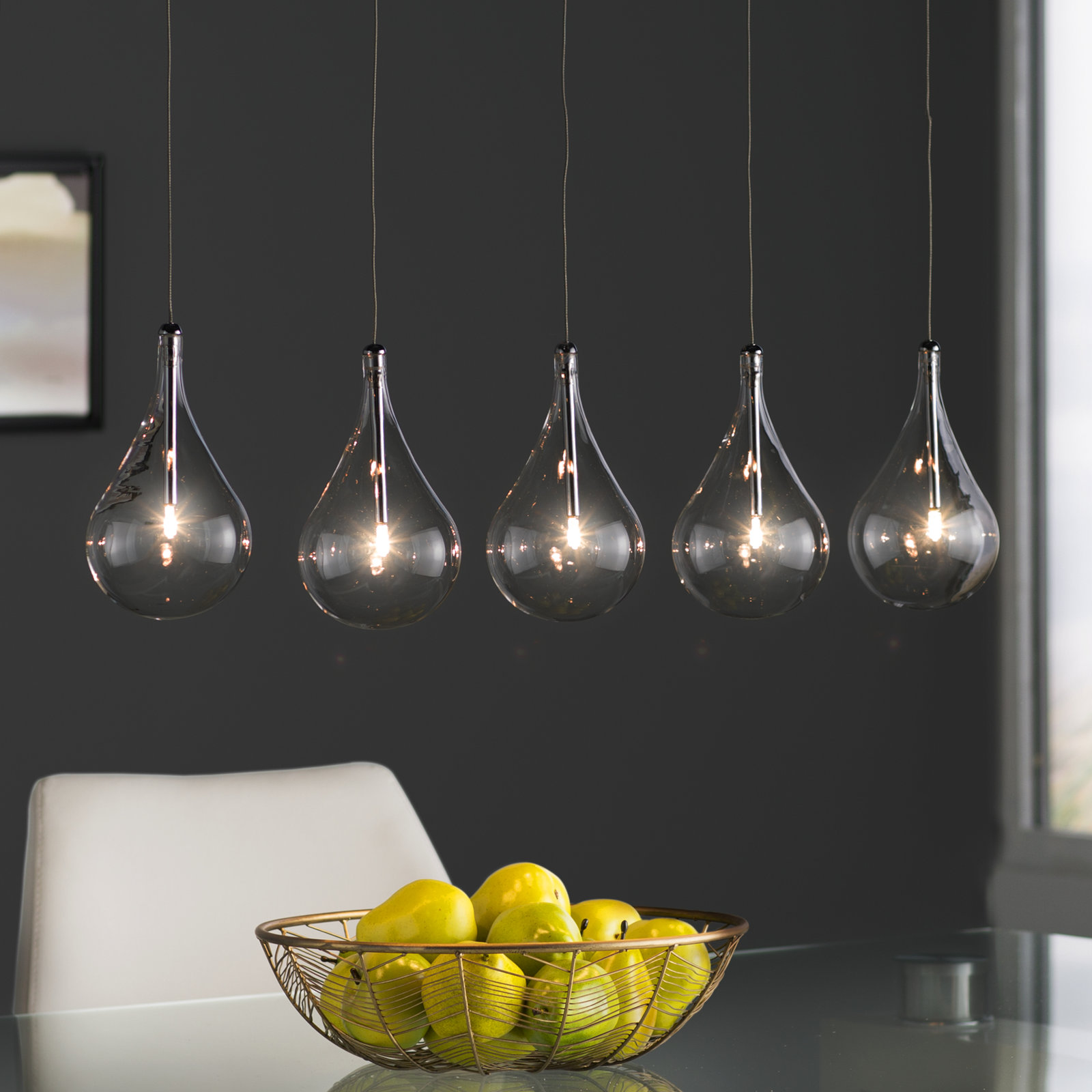 Deva 5 Light Glass Dimmable Pendant