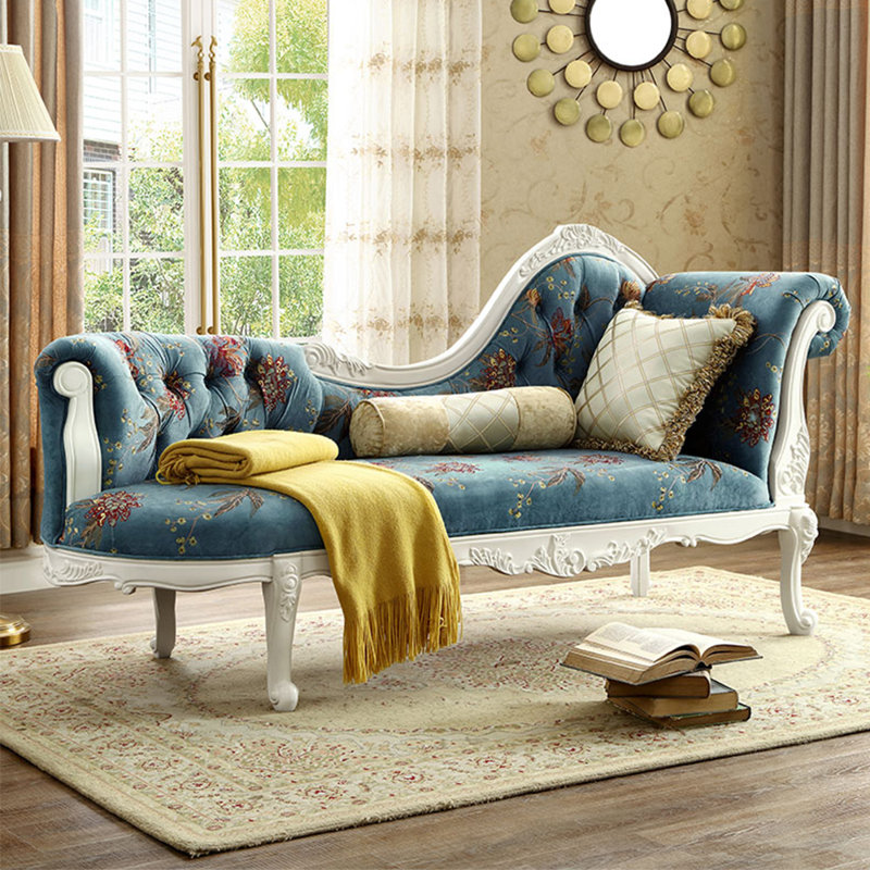 Chaise longue rembourrée Elegant, Accoudoir à droite (vu de face), Blanc