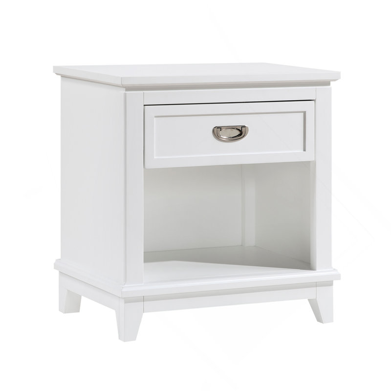 Table de chevet blanche 1pc avec tiroir de rangement et tablette inférieure