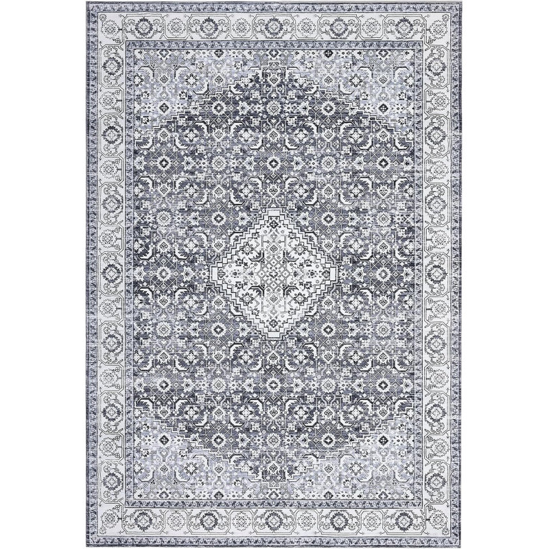 Washable 4x6 Area Rugs for Living Room - Rug Bedroom Rug-Carpet, Neutral Moody Vintage, Traditional Dining Room Rugs, Soft Comfortable, Non-Slip, Red