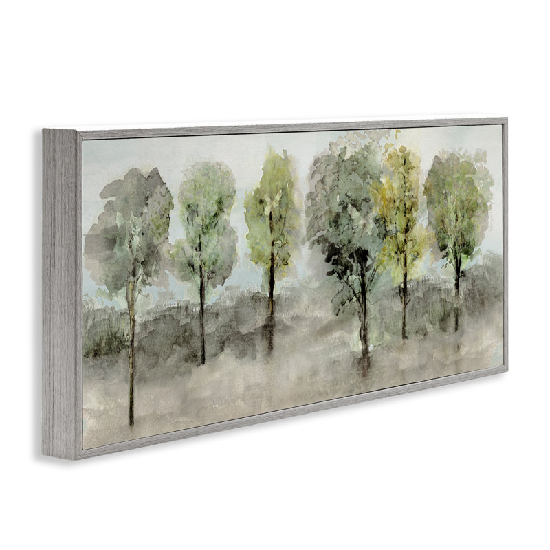 «Splashed Watercolor Trees», estampe numérique par Val Rhodes, Gris, H 10 po x l 24 po