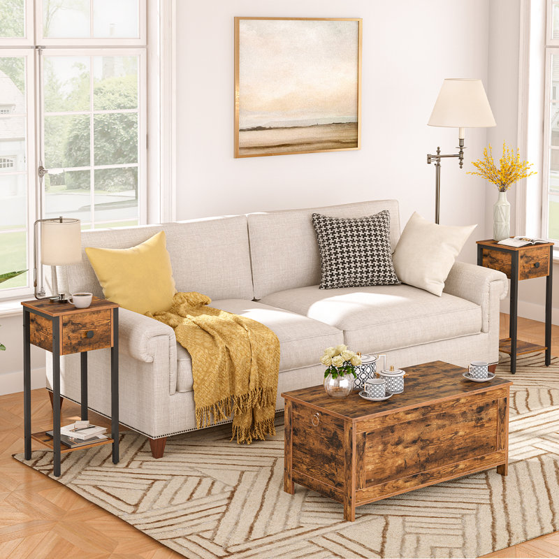 Slim End Table Set with Drawer