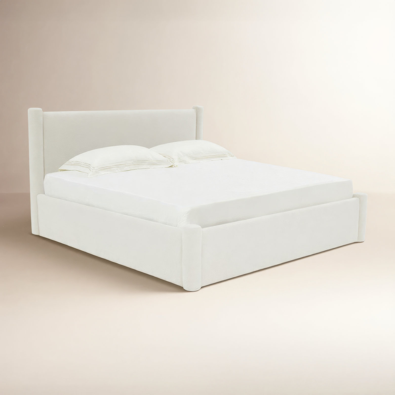 Dart Upholstered Bed, King, White