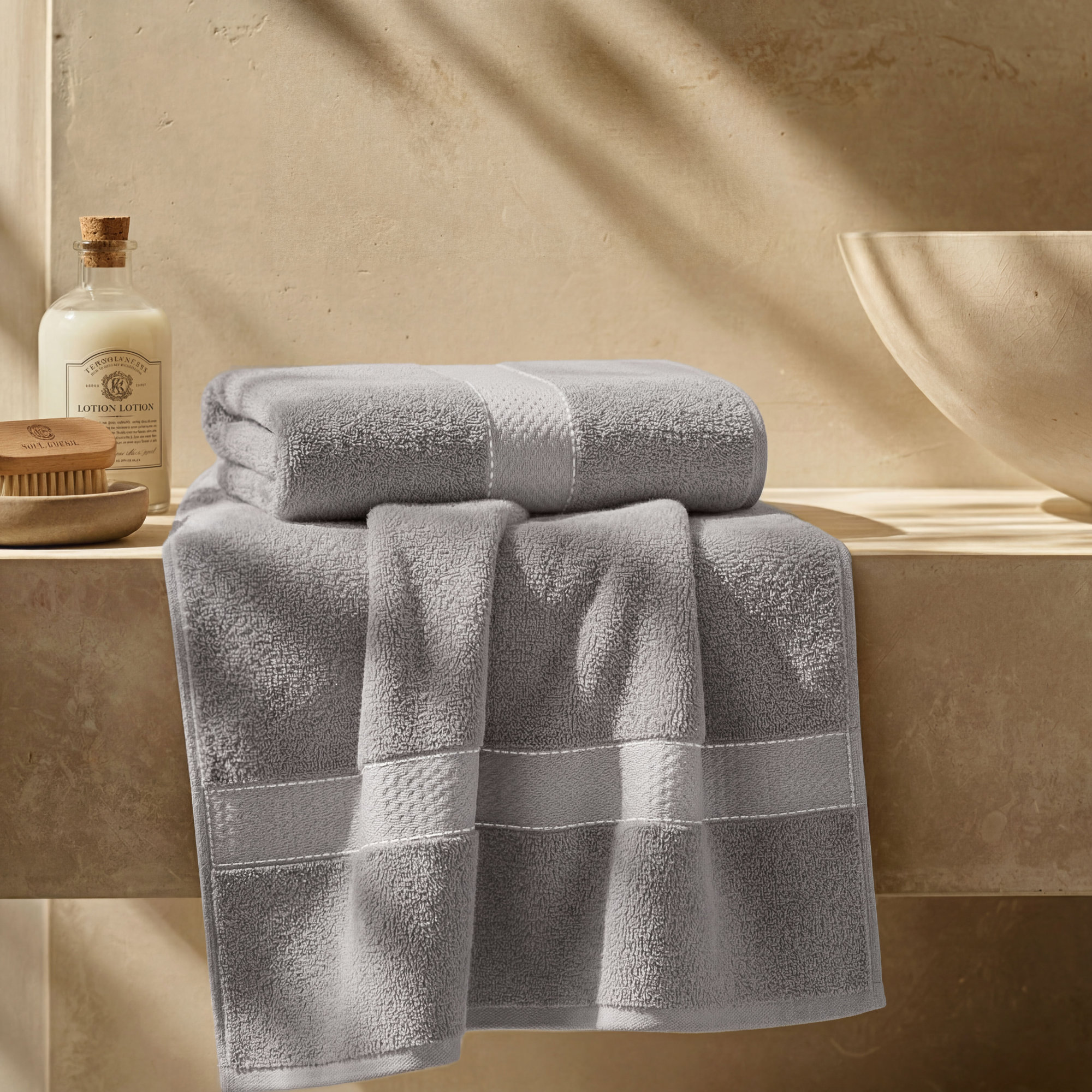Niles Egypt Produced Giza Cotton Blend Plush Absorbent Bath Towels, Charcoal