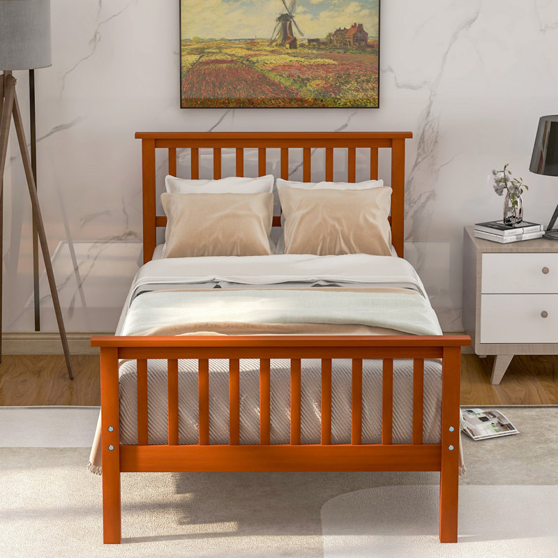 Solid Wood Slat Bed, Oak