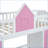 Twin Over Twin Convertible Pinewood Bunk Bed with Desk - White/Gray/Pink for Small Bedrooms