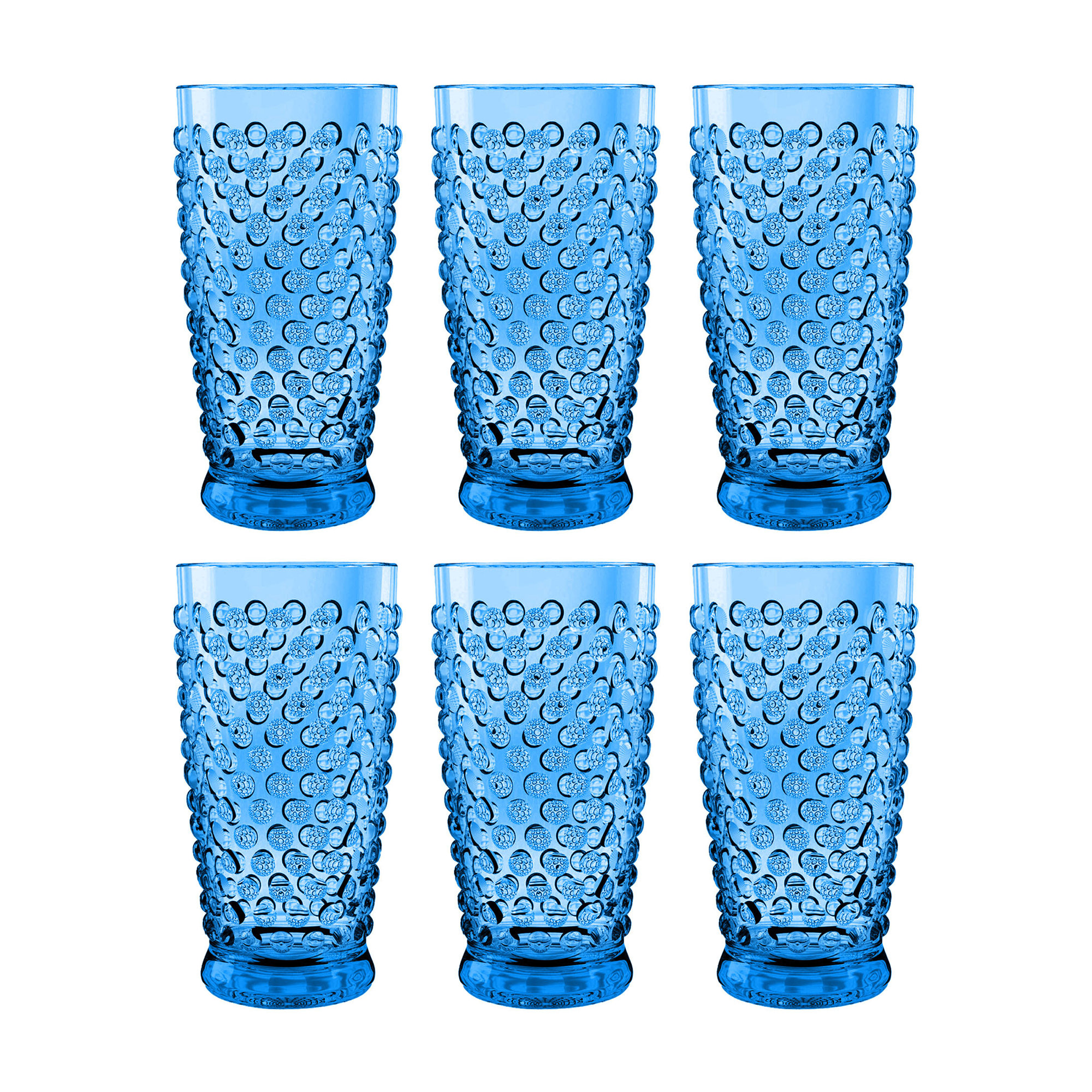 Hobnail Acrylic Drinking Glasses, 20 oz, Blue