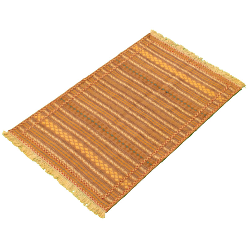 Tapis en laine brun clair / jaune fait à la main Kilim