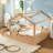 Queen Size Floor Bed With Guardrails And Roof, Kids House Floor Bed With A Small Built-In Tray And Free-Installed Signboard-1747303524-1747303577