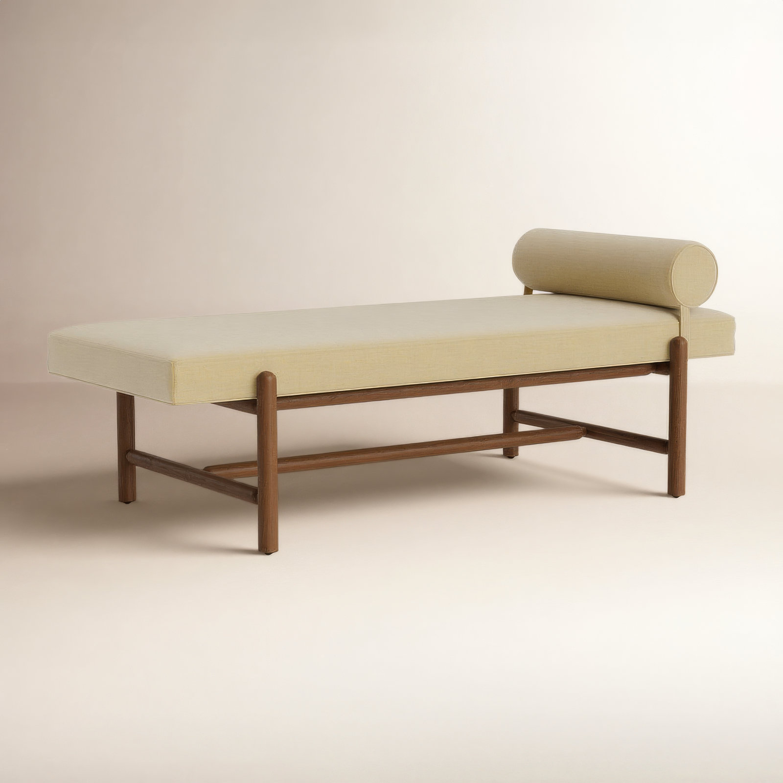 Cellire 29" Linen Entryway Bench, Khaki, Brown