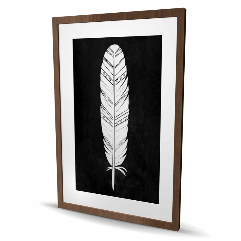 Plume amérindienne - impression encadrée noire