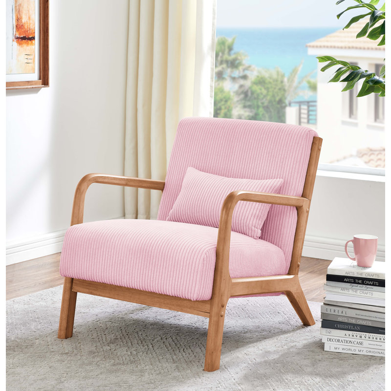 Fauteuil en velours côtelé Corduroy, Pink, Natural