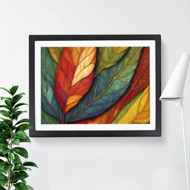 Leaf Layers - Single Picture Frame Print, Black, 34cm H x 46cm W x 2cm D