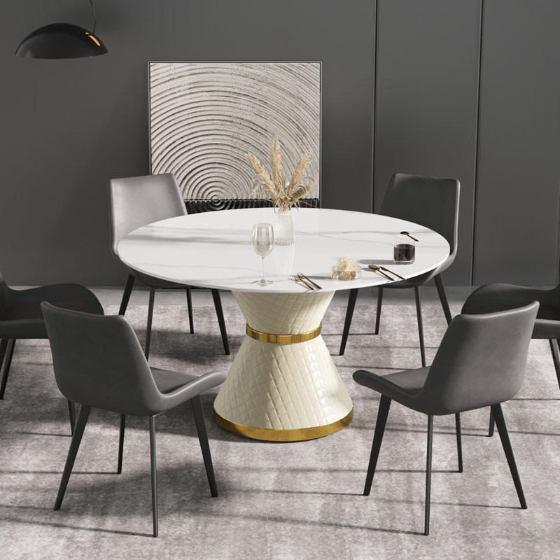 Table de salle à manger Modern, H 29,53 po x L 53 po x l 53 po, Blanc