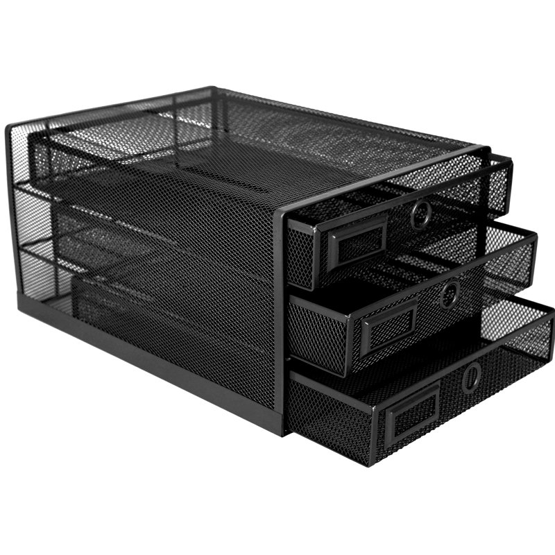Schaeffer Mesh Stackable File Organizer, Black